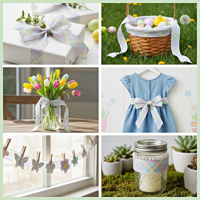 Ruban En Satin Carreaux pastel  (Créateur téléchargé)