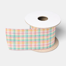 Ruban En Satin Carreaux Vichy Multicolores