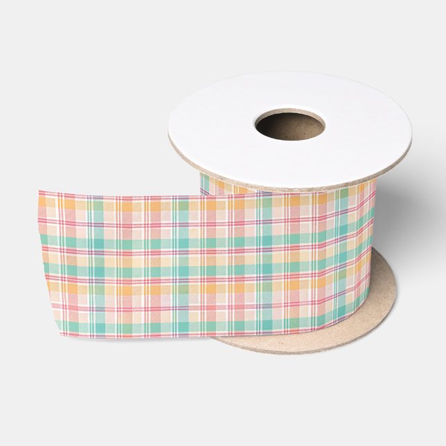 Ruban En Satin Carreaux Vichy Multicolores (Bobine)