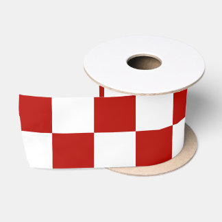 Ruban En Satin Carrés à carreaux rouge blanc géométrique rétro