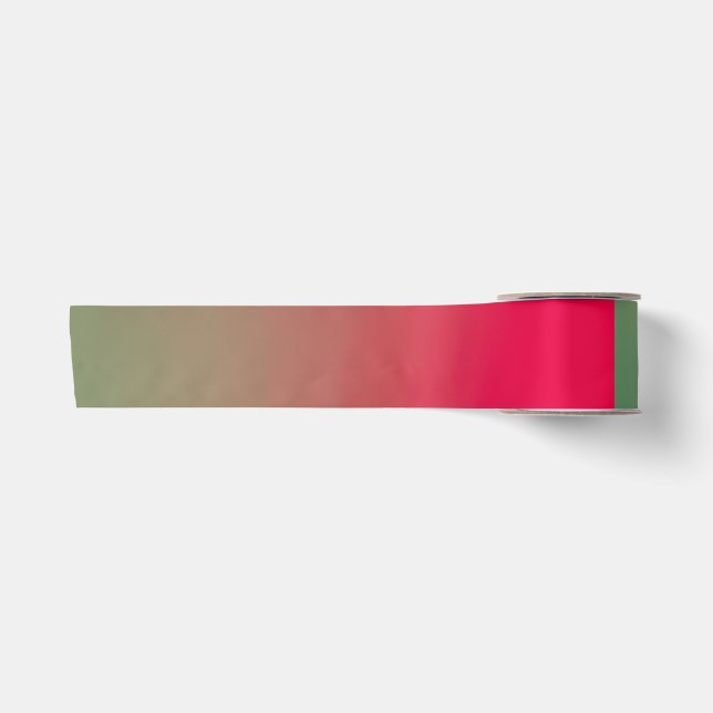 Ruban En Satin carrés de dégradé rouge et vert (Devant)