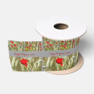 Ruban En Satin Carte de deuil Hope Prayers Love avec coquelicot