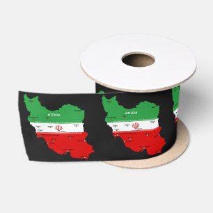 Ruban En Satin Carte de l'Iran avec drapeau et emblème