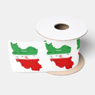 Ruban En Satin Carte de l'Iran avec drapeau et emblème