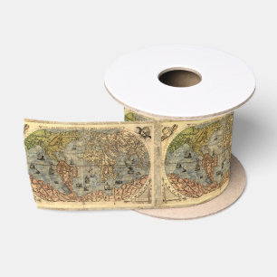 Ruban En Satin Carte du monde antique de Forlani 1565 Cartographi