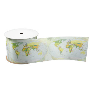 Ruban En Satin Carte mondiale Globe Pays Atlas