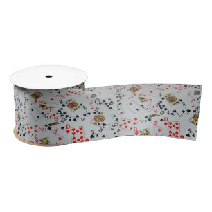Ruban En Satin Cartes De Poker Dispersées,
