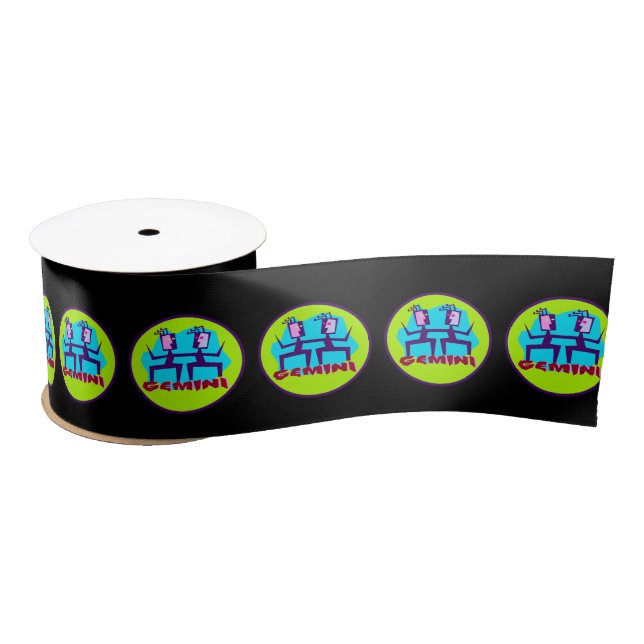 Ruban En Satin Carton Gemini Zodiac Astrologie design (Bobine)