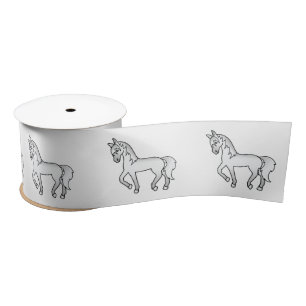 Ruban En Satin Cartoon gris mignon Cheval Trotting