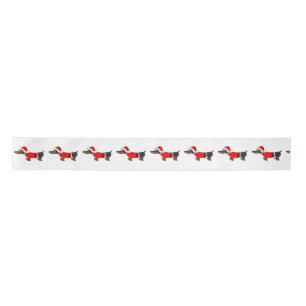 Ruban En Satin Cartoon Père Noël Dachshund Dog Christmas Ribbon