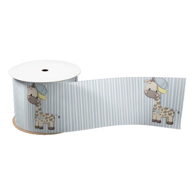 Ruban En Satin Cartoon personnalisé Baby Boy Giraffe Satin Ribbon (Bobine)
