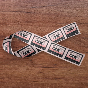 Ruban En Satin Cassette Bande rose Retro Anniversaire