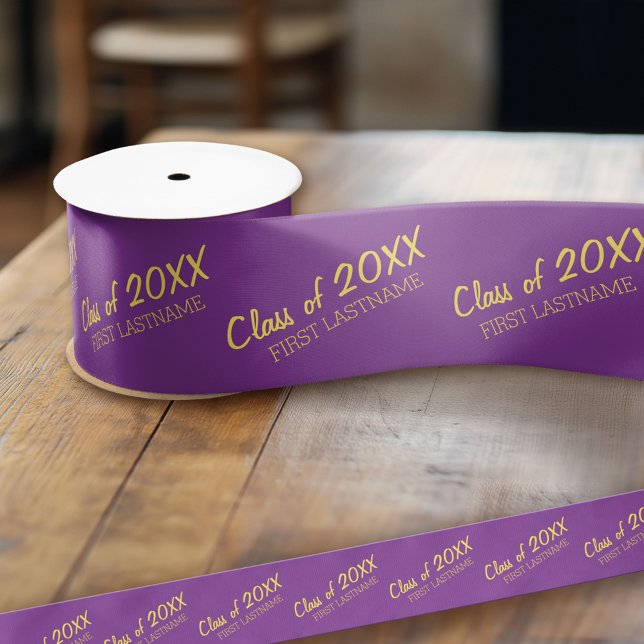 Ruban En Satin Catégorie d'année - Graduation - Or pourpre (Custom Graduation Ribbon)