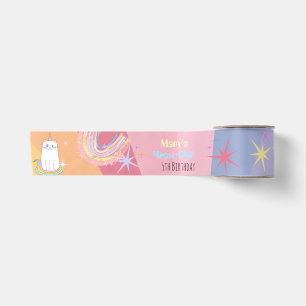 Ruban En Satin Caticorn Meow-Gique anniversaire enfant 