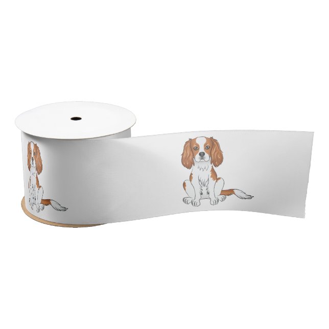 Ruban En Satin Cavalier King Charles Spaniel Blenheim Chien Assis (Bobine)