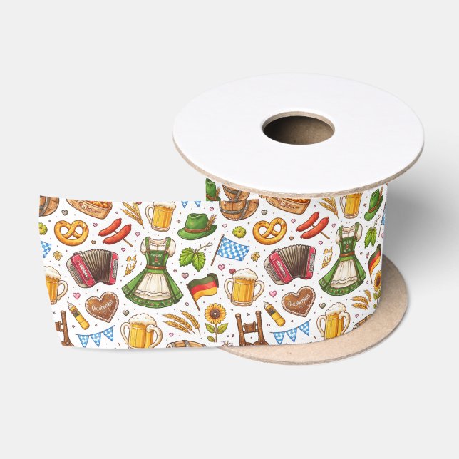 Ruban En Satin Célébration d'Oktoberfest Motif Sans Couture – Wra (Bobine)