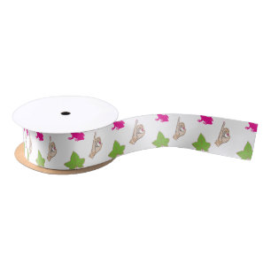 Ruban En Satin Célébrations assez roses et vertes