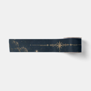 Ruban En Satin Céleste Noël Élégant, Vintage Huit Pointes