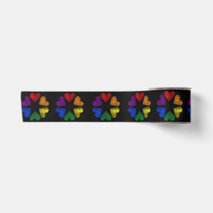 Ruban En Satin Cercle arc-en-ciel de cœurs Amour Fierté gay LGBT