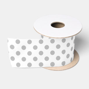 Ruban En Satin Cercles gris de pois de chrome