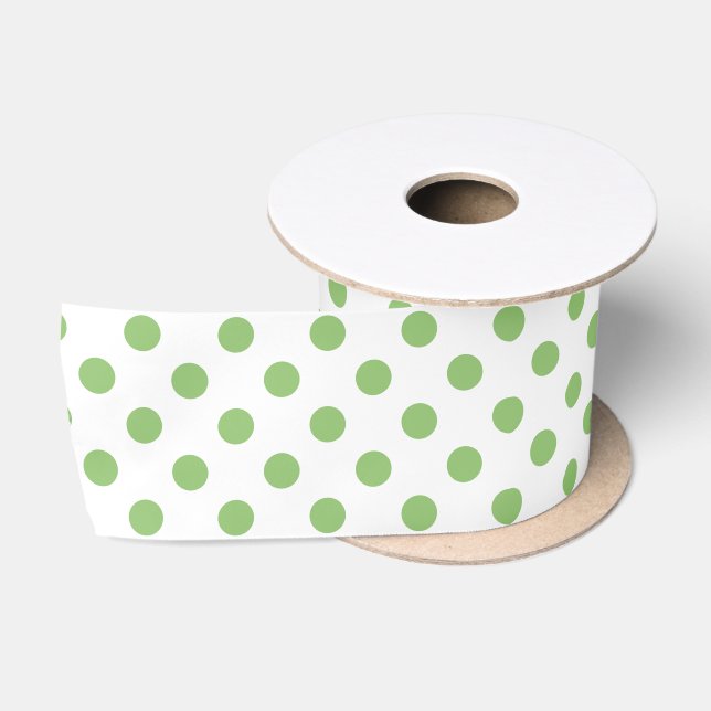 Ruban En Satin Cercles Pois Pistachio Green (Bobine)