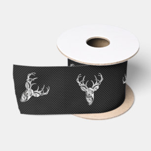 Ruban En Satin Cerf à queue blanche en argent sur impression en f
