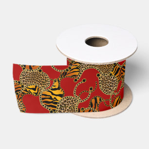 Ruban En Satin Chaînes en or Baroque Urbain Imprimé Animal