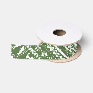 Ruban En Satin Chandail de Noël personnalisé vert pâle motif