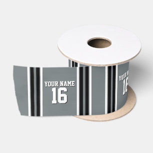 Ruban En Satin Charcoal Black Wht Team Jersey Numéro personnalisé