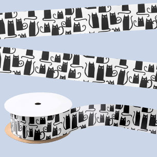 Ruban En Satin Chat noir amusant