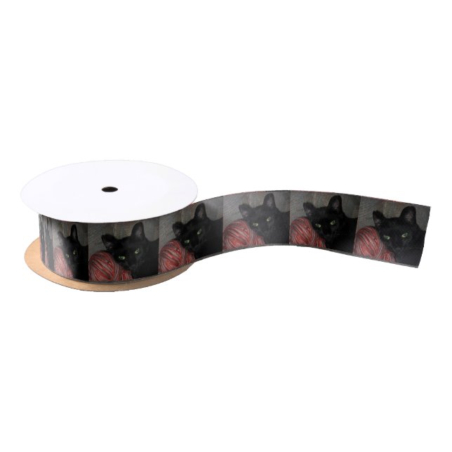 Ruban En Satin Chat noir d'Halloween (Bobine)