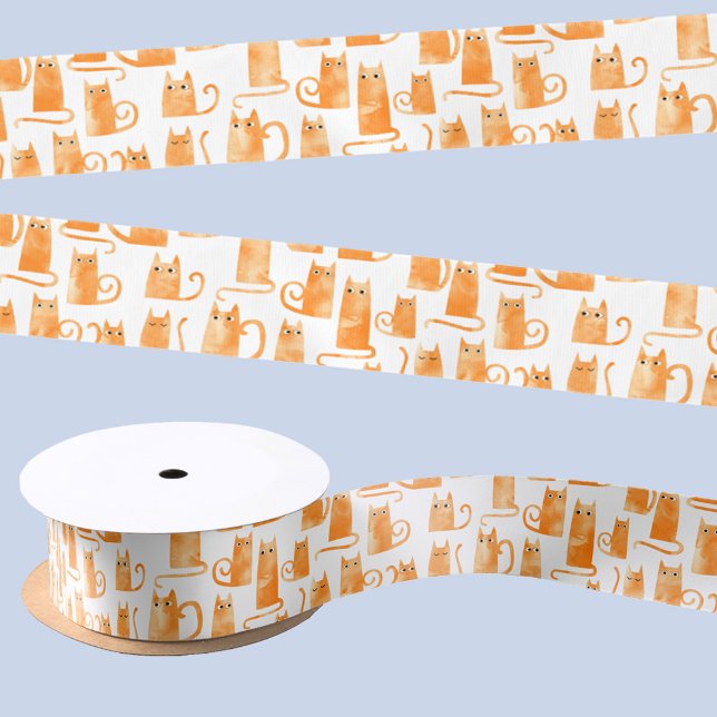 Ruban En Satin Chat orange (Fun orange ginger cat satin ribbon for animal lovers)