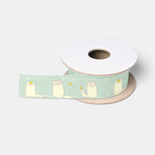 Ruban En Satin Chat pelucheux et papillon jaune