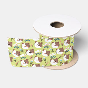 Ruban En Satin Chats et fleurs