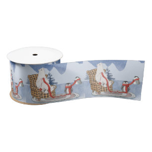 Ruban En Satin Chaud hiver Warm Ours Polaire Tricot Écharpe rouge