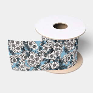 Ruban En Satin Cherry blossom in white and blue