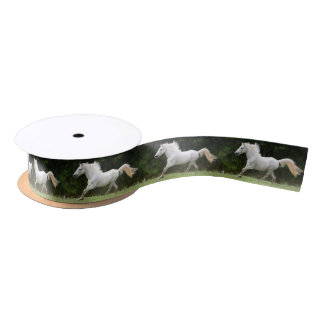 Ruban En Satin Cheval blanc galopant