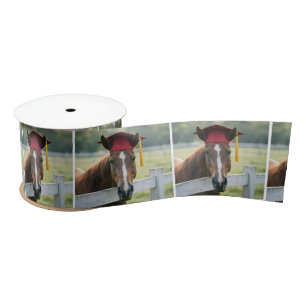 Ruban En Satin Cheval portant une casquette de remise de diplôme 