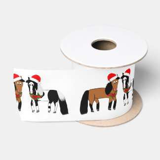 Ruban En Satin Chevaux de Noël
