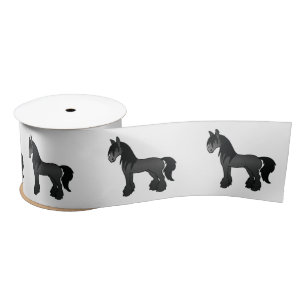 Ruban En Satin Chevaux noirs Gypsy Vanner Clydesdale Shire de des