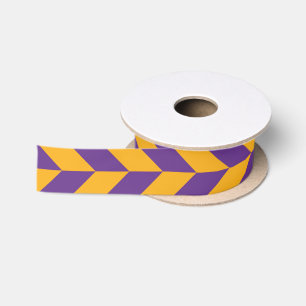 Ruban En Satin Chevron jaune et violet Zigzag