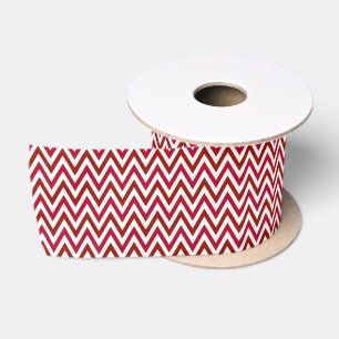 Ruban En Satin Chevron ZigZag Rouge et Blanc