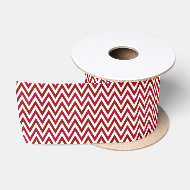Ruban En Satin Chevron ZigZag Rouge et Blanc (Bobine)
