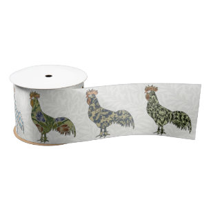 Ruban En Satin Chicken Rooster Coloré ferme Motif