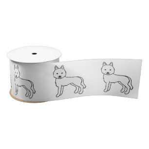 Ruban En Satin Chien de caricature blanc Husky de Sibérie
