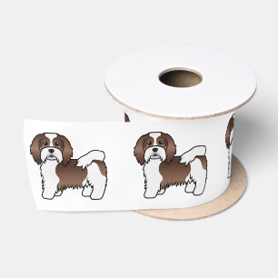 Ruban En Satin Chien de dessin animé mignon havanais au chocolat