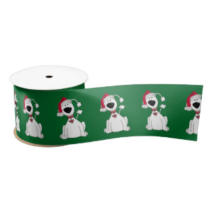Ruban En Satin Chien de Noël Graphique avec Casquette