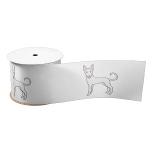 Ruban En Satin Chien ibizain à poil dur blanc, chien de dessin an