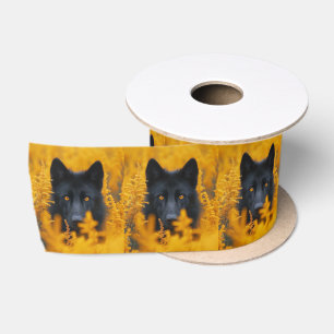 Ruban En Satin Chien noir aux yeux d'or étonnants