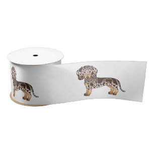 Ruban En Satin Chien teckel à poil court chocolat et tan tacheté